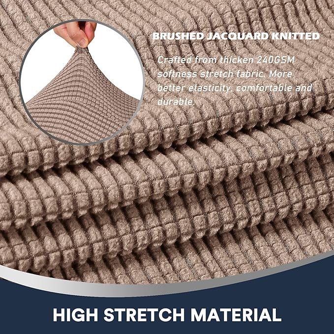 Stretch Sofa Arm Covers Spandex Jacquard Anti-Slip Couch Arm Covers with Sticker Furniture Armrest Protector for Sofa Couch Chair Recliner, Set of 2, Khaki