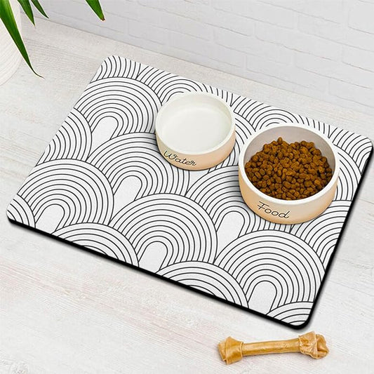 Dog Food Mats for Floors Absorbent, Pet Cat Food Mat - Quick Dry Dog Bowl Mats for Food and Water, Eco-Friendly Boho Pet Supplies 12" x 20"