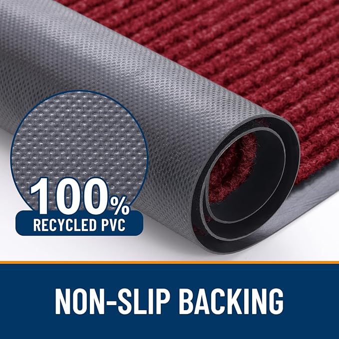 OLANLY Front Door Mat Indoor Outdoor Entrance, 2-Pack 33 x 21 Inch, Waterproof Heavy Duty Doormat, Fade Resistant, Low Profile, Easy Clean Patio Porch Welcome Floor Mats for Entry, Wine Red