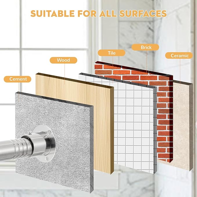 1.3 Inch Diameter Closet Rods for Hanging Clothes 17-75 Inch Adjustable, Metal Heavy Duty Closet Pole, Silver Closet Bar for Hanging Clothes, Suitable for Closet, Wardrobes, Bathroom, Windows