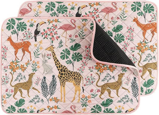 IEUUMLER Washable Pee Pads for Dogs, 2 Pack Forest Pattern Reusable Waterproof Puppy Pads, Non-Slip Super Absorbent Dog Training Pad for Playpen Crate Bed EU013 Pink Jungle, 36x24