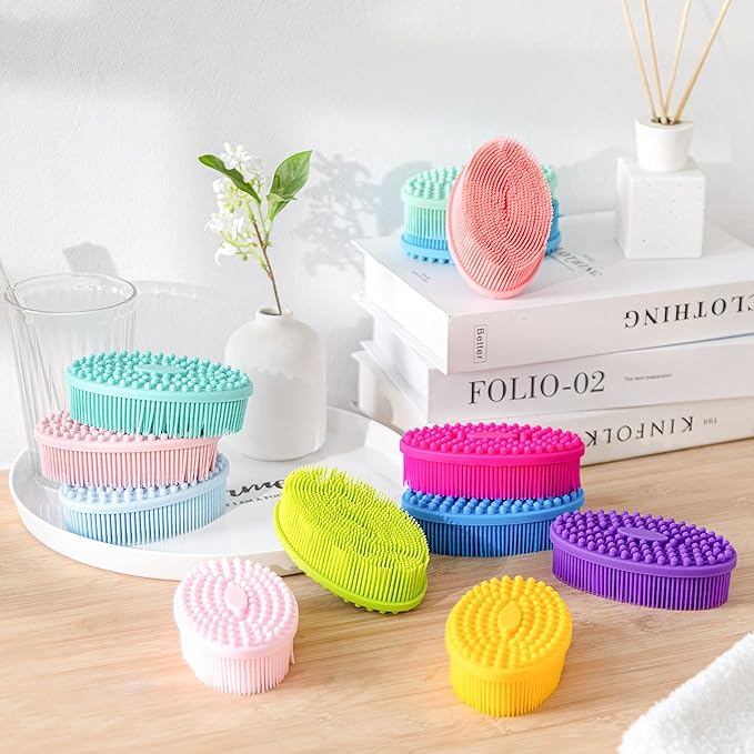 Premium Sensory Brush for Kids or Autism,Soft Silicone Body Scrubber,2 in 1 Sensory Room Occupational Therapy Fidget Brushes,Silicone Loofah,Pets Shower Brush Bath Brushes Shampoo Brush