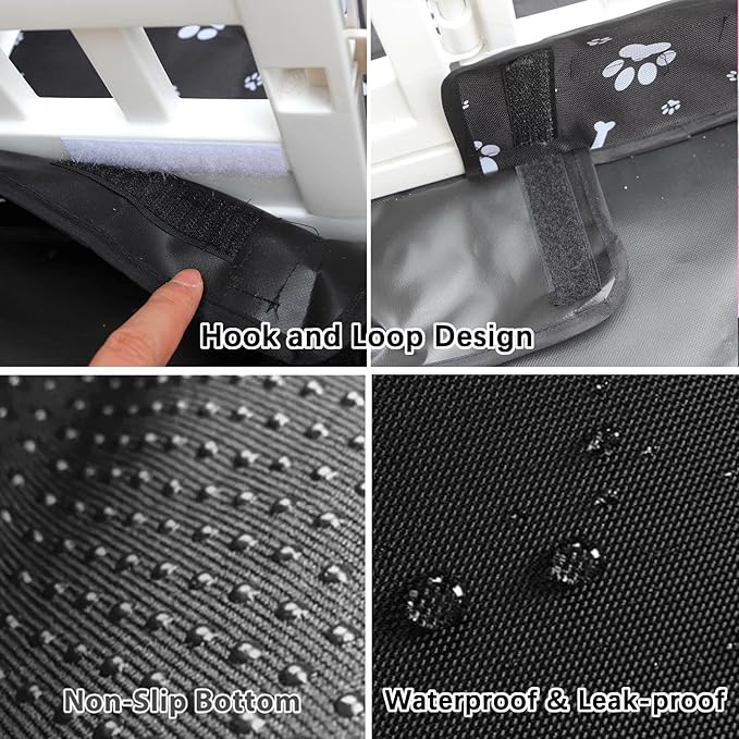 Dog Playpen Bottom Pad Fits for 36 Inch 4 Panels Exercise Pet Playpen, Dog Crate Pad Puppy Playpen Pad, Hoop and Loop Design (Note: Playpen Not Included). -Black