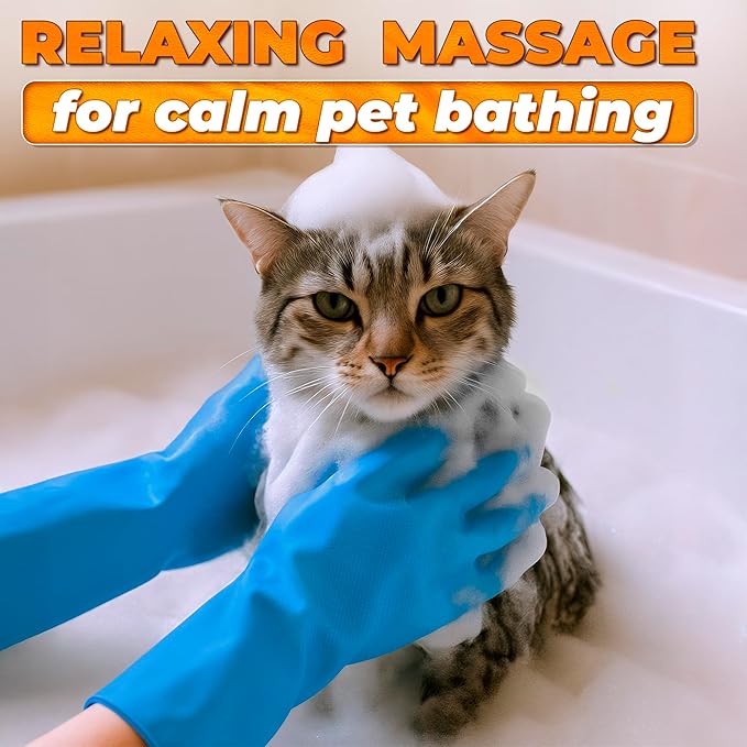 RZleticc Silicone Dish Gloves with Scrubbers – Thick Tear-Resistant Cat & Dog Washing Gloves for Bathing – Multi-Purpose Use