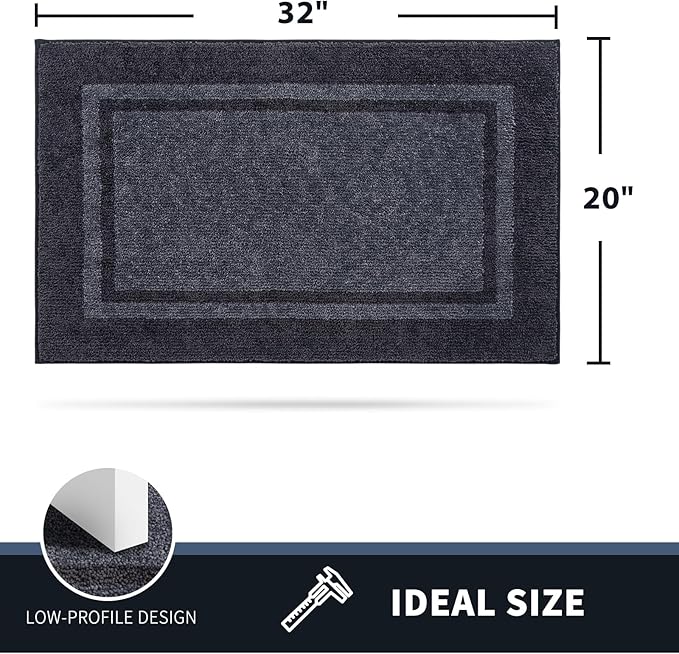 PURRUGS Dirt Trapping Door Mat 20" x 32", Non-Slip Machine Washable Entryway Rug, Entrance Mat, Indoor Front Door Mat, Super Absorbent Entry Rug for Muddy Shoes & Paws, Bluish Grey & Charcoal