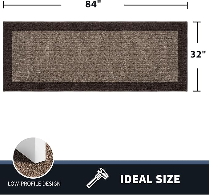 PURRUGS Dirt Trapping Door Mat 32" x 84", Non-Slip Machine Washable Entry Rug, Entrance Mat, Indoor Front Door Mat, Super Absorbent Entryway Rug for Muddy Shoes & Paws, Grayish Brown & Coffee