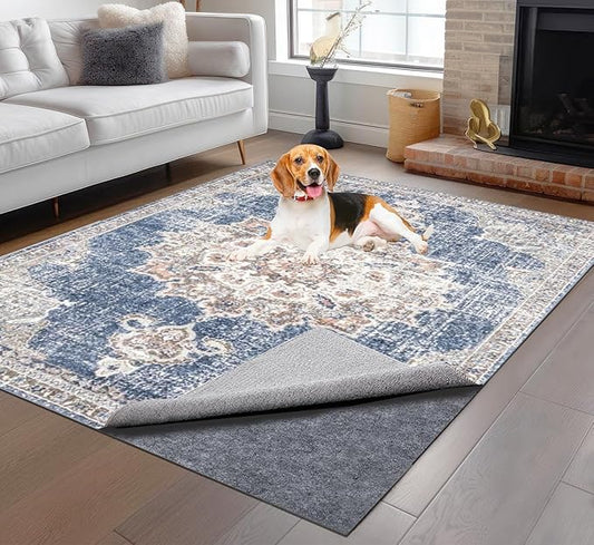 Non-Slip Rug Pads 1/4” Thick, 8x10Ft Waterproof Rugs Non Skid Rug Pad for All Floors and Finishes Durable Hardwood Floor Protective Felt Keeps Rugs in Place, Safe and Secure