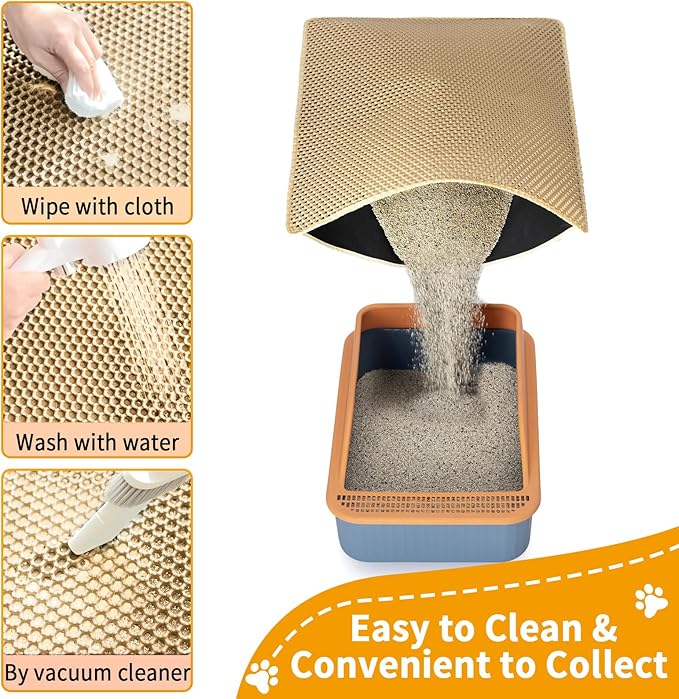 Cat Litter Box Mat-Super Large 47''x36'' Litter Trapping Mat for Cat-XXL Litterbox Matt for Floor-2 Layer Catcher Rug for Pet kitty Litterbox-Waterproof Urine Proof,Non-Slip