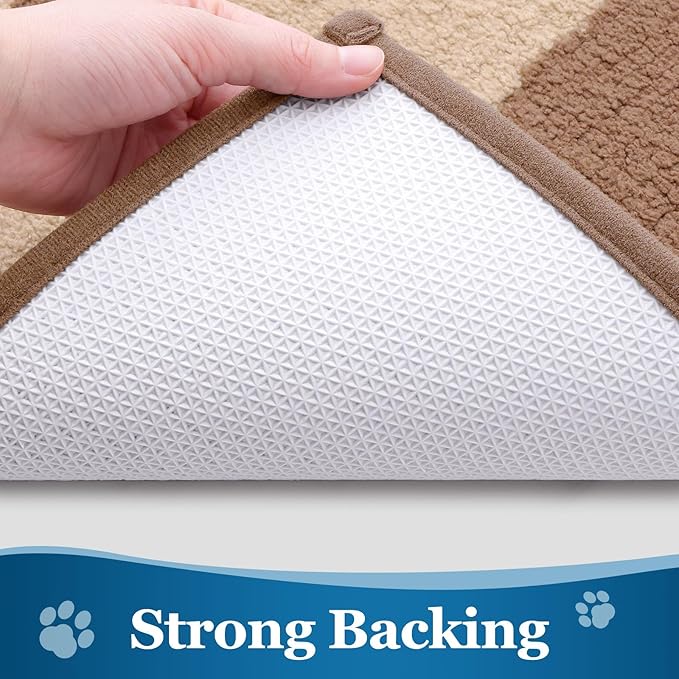 Buganda Dog Door Mat for Muddy Paws, Absorbent Dirt Trapper Washable Indoor Doormats, Non Slip Low-Profile Mud Mat for Dogs, Front Entrance Doormat for Inside Floor (36x24 Inches, Camel)