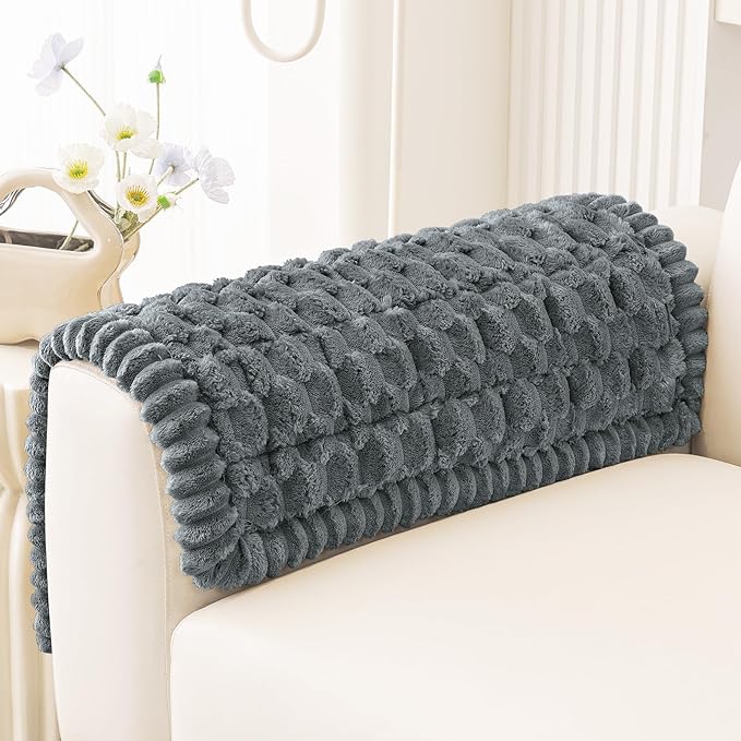 Smiry Pet Couch Cover for 3 Cushion Sofa, Non-Slip Fuzzy Couch Cover for Dogs Washable, Thick Soft Sofa Slipcovers Cushion Protector Pet Friendly (Dark Grey, 27.6" x 27.6")