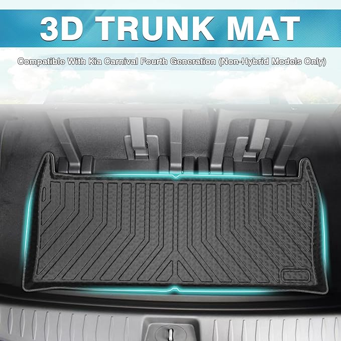 Mixsuper Cargo Liner for Kia Carnival MPV 2022-2025 2026 (Non-Hybrid Models Only) Rear Trunk Liner for Carnival Accessories All Weather Cargo Mat Behind The 3rd Row Black