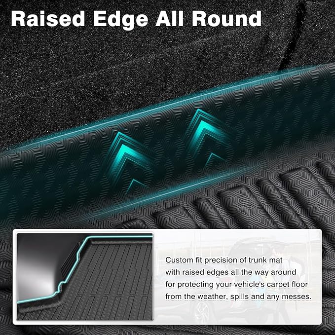 Mixsuper Cargo Liner for 2021-2023 Hyundai Santa Fe, Santa Fe Hybrid, Santa Fe Plug-in Hybrid, Only Fit 5 Passenger, All Weather Trunk Liner Rear Cargo Mat Black