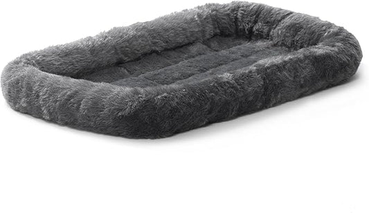 MidWest Homes for Pets QuietTime XS Dog Bed - Gray Faux Fur Bolster, Ultra-Soft and Machine Washable, Fits 22-Inch Crates and Carriers, for Small Dogs and Cats
