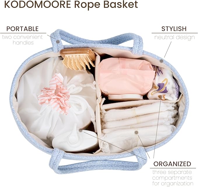 Diaper Caddy Organizer, Empty Gift Basket for Newborn Essentials, Baby Storage Basket, Stylish Gift Bag for Baby Shower, Boys and Girls - Small, Light Blue