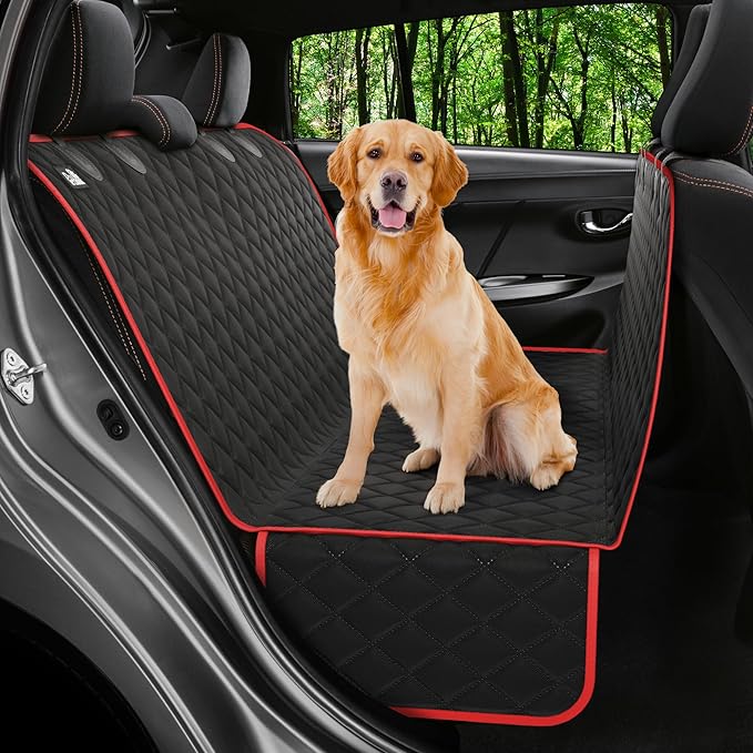 Dog Car Seat Cover for Back Seat, Waterproof Hammock for Car, SUV & Truck, Non-Slip Backseat Cover for Dogs, Heavy-Duty Dog Hammock Style Seat Protector Pets, Easy to Install & Clean