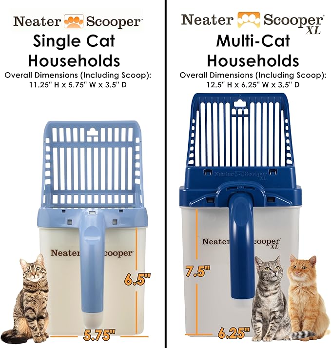 Neater Pet Brands Neater Scooper Standard Cat Litter Scoop, 15 Refill Bags – Mess-Free Cat Litter Scooper with Bag, Spill-Proof Kitty Box Sifter, Bin Doubles as Scoop Holder, For Single-Cat Households
