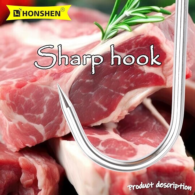 7Inch Meat Hooks, 4MM Butcher Stainless Steel S Shaped Kitchen Smoking Meat Processing Hooks for Hanging Bacon,Sausage Hunting Smoking Ribs,Drying,Grillling BBQ Market.20 Pack