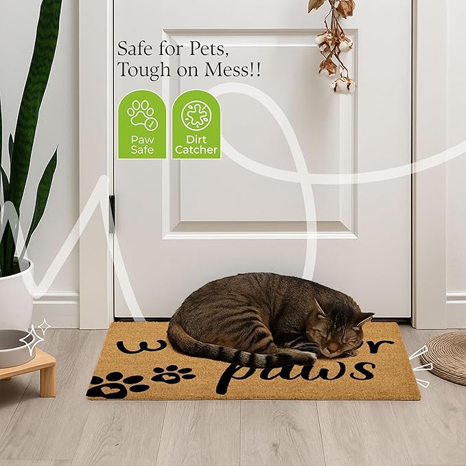 COCONIQ Coir Door Mats 17" X 30", Non-Slip Sturdy, PVC Backed Heavy Duty, Easy to Clean, Ideal for Door Entrance, Patio, Porch, Backyard, Garages, Wipe Your Paws