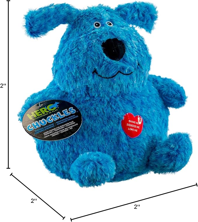 Hero Chuckles Bellies, Blue Puppy Plush Dog Toy, Dog Squeaky Toys, Durable Stuffed Animal with 3 in 1 Squeaker