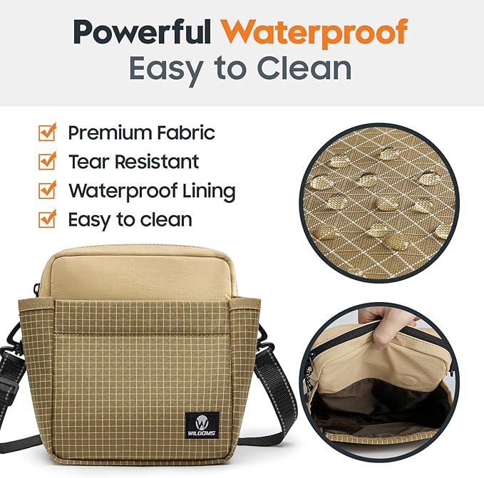 WILDOMS Dog Treat Pouch – Large Capacity with Magnetic Closure, Dog Walking Fanny Pack Built-in Poop Bag Dispenser, Clicker & Collapsible Bowl for Training & Walking - Khaki