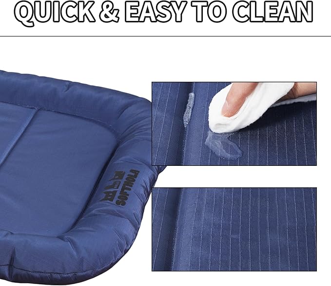 Durable Outdoor Dog Bed with Pillow Around Curling Sleep Fully Waterproof Indoor Cat Bed Crate Mat Stable Kennel Pad, for Pets (Blue, Medium(30x21in))