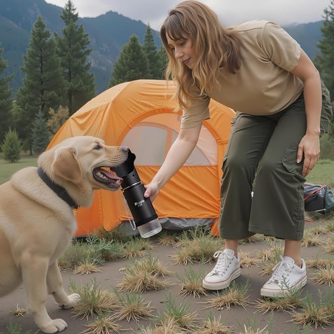 Waggle Bottle Stainless Steel Dog Travel Water Bottle, Double-Wall Vacuum Insulated Portable Dog Water Dispenser, Drink Cup and Snack Container On The Go, Outdoor Walking, Hiking, Travel, Water Bottle