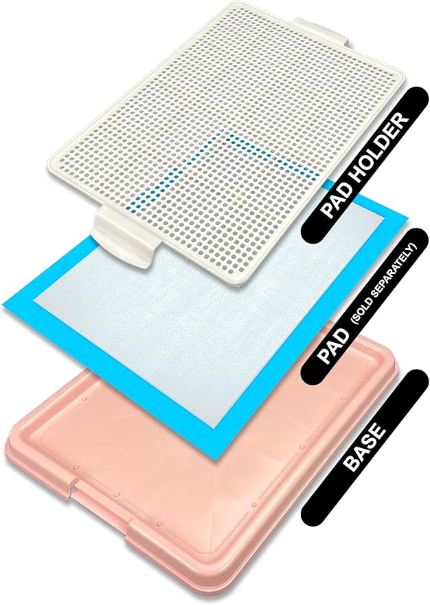 Pets-N-Me Dog Pee Pad Holder, Puppy Potty Training Tray 22.5”X16.5” for Small Dogs (Pink)