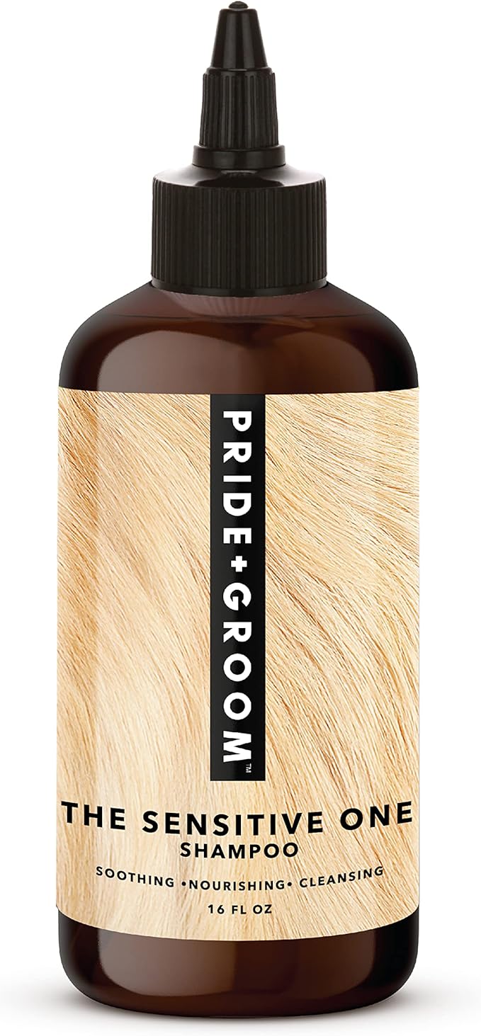 Pride and Groom The Sensitive One Dog Shampoo – All Natural Blend of Essential Oils & Gentle Ingredients for Puppies & Dogs with Sensitive Skin & Coats to Soothe and Regulate Skin & Follicles – 16oz