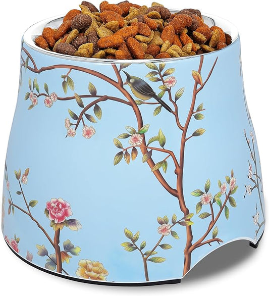 Dog Bowl - 7 inch Height Non-Slip Ideal for Medium Dogs it has Food-Grade 304 Stainless Steel Bowls for Food/Water Beautiful Design and high Capacity Large/3.8 Cups(860ml) Bowl Feeder (Blue)