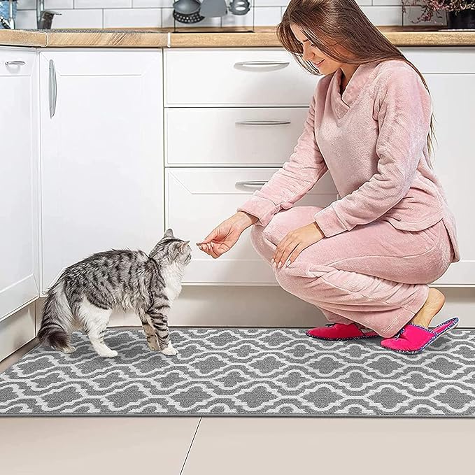 HEBE Washable Runner Rug 20"x59" Indoor Door Mat Runners,Non Slip Dirt Trapping Rug Runner Floor Mats Carpet Runners for Entryway Hallway Kitchen Garage Laundry Room