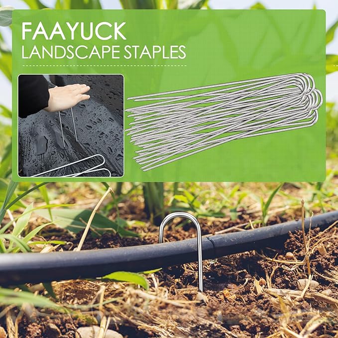 8 Inch Landscape Staples, 100 Pack Galvanized Landscape Stakes Heavy Duty 8 Gauge U-Shaped Garden Stakes, Ground Stakes for Weed Barrier Fabric, Irrigation Tubing, Fence, Outdoor Decorations