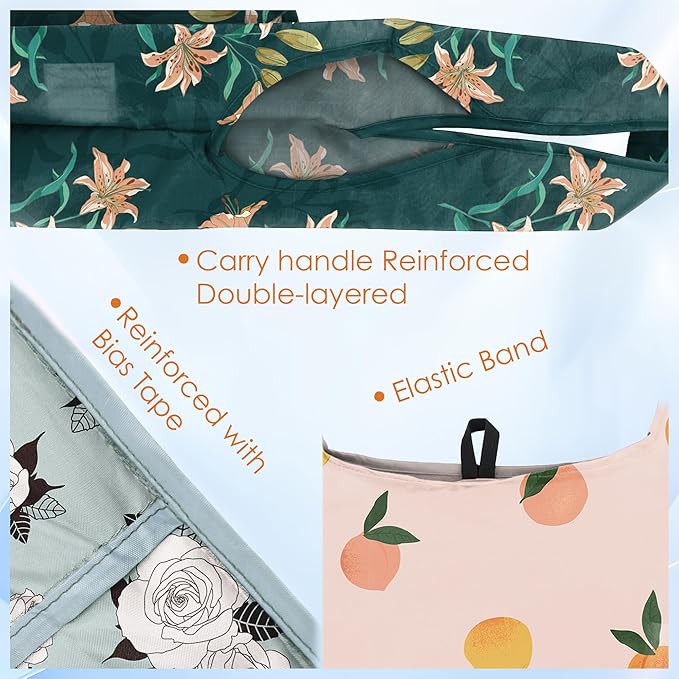 BeeGreen Flower Reusable Grocery Bags Bulk Gifts 10-Pack - Large Tote with Zipper Pouch | Foldable & Washable Polyester Shopping Bags Heavy Duty Flower Lover Gifts Reusable Bag With Handles
