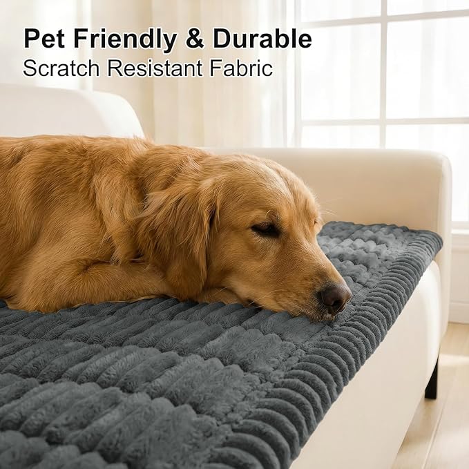 Smiry Couch Cover for Dogs, Non Slip Washable Sofa Protector for Pets, Soft Furniture Cover for Pet, Stylish Sofa Covers, Cozy Protect Against Fur, Dirt & Everyday Messes (Dark Grey, 35.4" x 63")