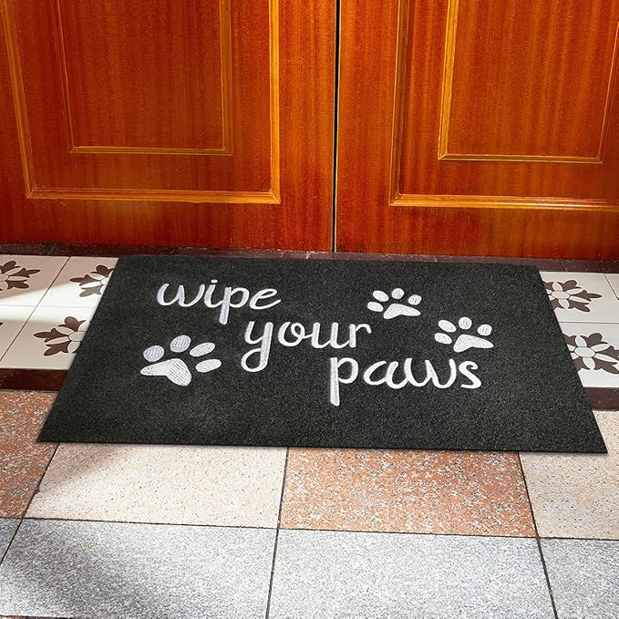 Large Outdoor Front Door Mat Wipe Your Paws Doormat Inside Outside Mats Entryway Welcome Mats Non Slip Rubber Backing Funny Indoor Door mats Dog Mat for Porch, Black 36 x 24 Inch