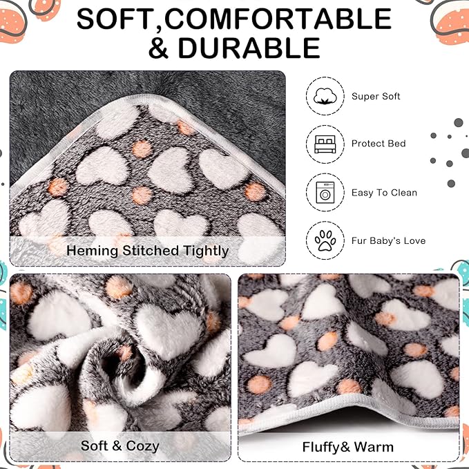 Reginary 4 Pcs Waterproof Guinea Pig Blankets Washable Small Animal Fleece Bedding Guinea Pig Cage Liners Reusable Training Pads Pet Pee Pad Sleep Mat for Hamster(Heart Pattern,12 x 12 Inch)