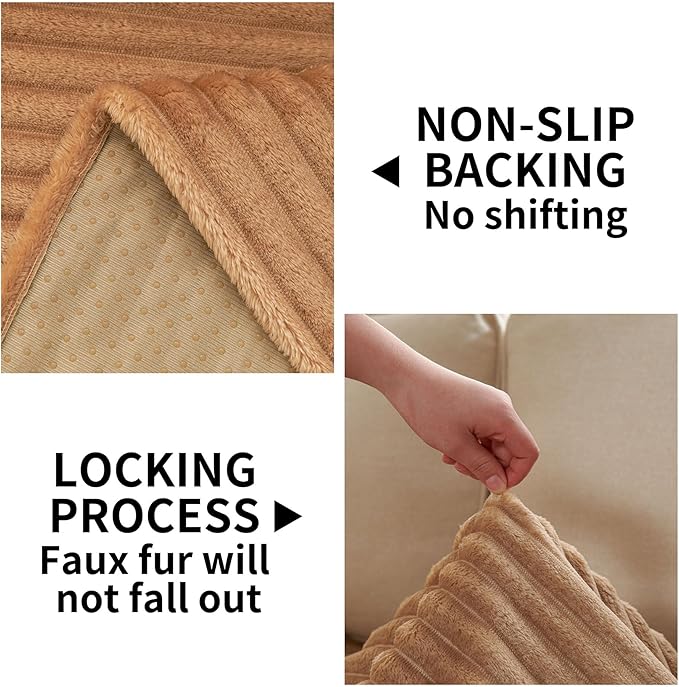HAOMAIJIA Waterproof Couch Cover for Dogs Washable,Fuzzy Pet Couch Covers for Sofa,Thick Soft Dog Bed Cover Non-Slip Couch Covers for 3 Cushion Couch Sofa Pet Friendly (Khaki, 35" x 82")
