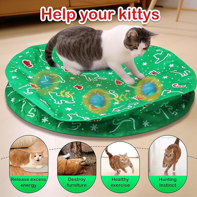 Giociv Interactive Cat Toys Ball Fast Rolling in Pocket, Motion Activate Chirping Cat Ball Christmas Cat Toys 2025 Cat's Gift