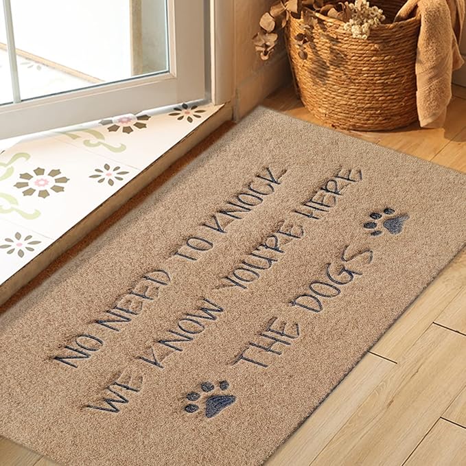 Large Welcome Mat for Front Door - Rubber Non-Slip Backing Funny Dog Doormat Indoor Outdoor for Entryway Porch 24x36