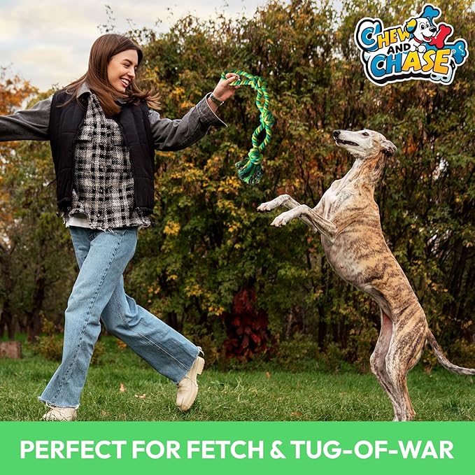 Dog Toys 3 Pack, Heavy-Duty Rope Dog Toys for Aggressive Chewers with Rubber Ball, Dog Toy Durable Chew and Tug Toys for Small, Medium and Large Dogs, Teeth Cleaning and Interactive Play Puppy Toy