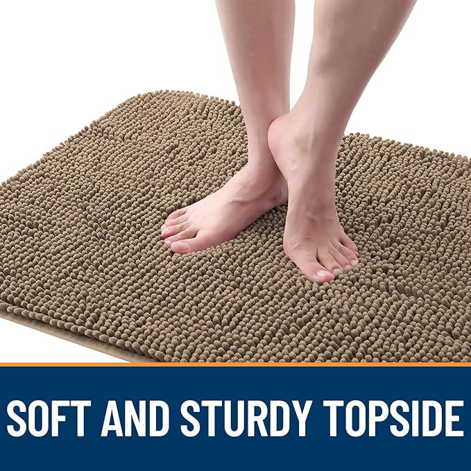 OLANLY Dog Door Mat for Muddy Paws 54x32, Absorbs Moisture and Dirt, Absorbent Non-Slip Washable Doormat, Quick Dry Chenille Mud Mat for Dogs, Entry Indoor Entryway Carpet for Inside Floor, Tan