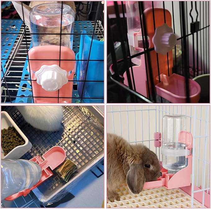 kathson Rabbit Water Bottle, 17oz Hanging Water Fountain Automatic Dispenser No Leak WaterFeeder for Bunny Chinchilla Guinea Pig Hedgehog Ferret