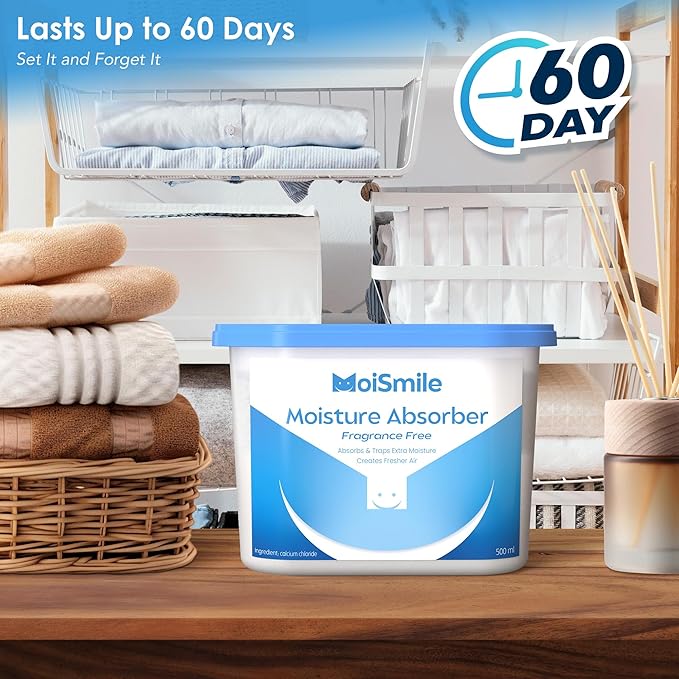 Moisture Absorbers 3 Pack, Fragrance-Free Closet Dehumidifier for Bathroom, Car ＆ Basement, 10.5 oz. Refillable Humidity Absorber Boxes