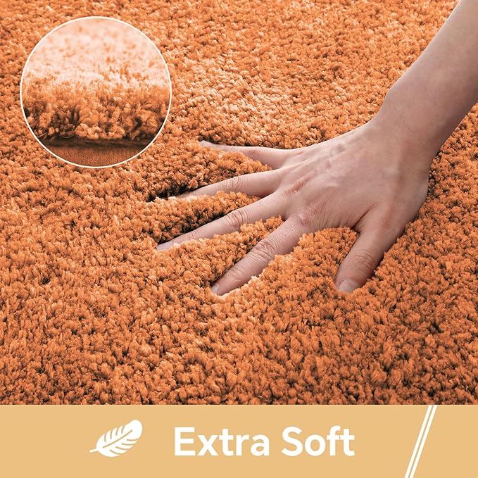Burnt Orange Bathroom Rugs Runner 24"x72" - Extra Long Plush Bath Mat, Non Slip Absorbent Microfiber Floor Rug, Washable and Fluffy - Ideal for Bathroom, Kitchen or Pet Mat Use
