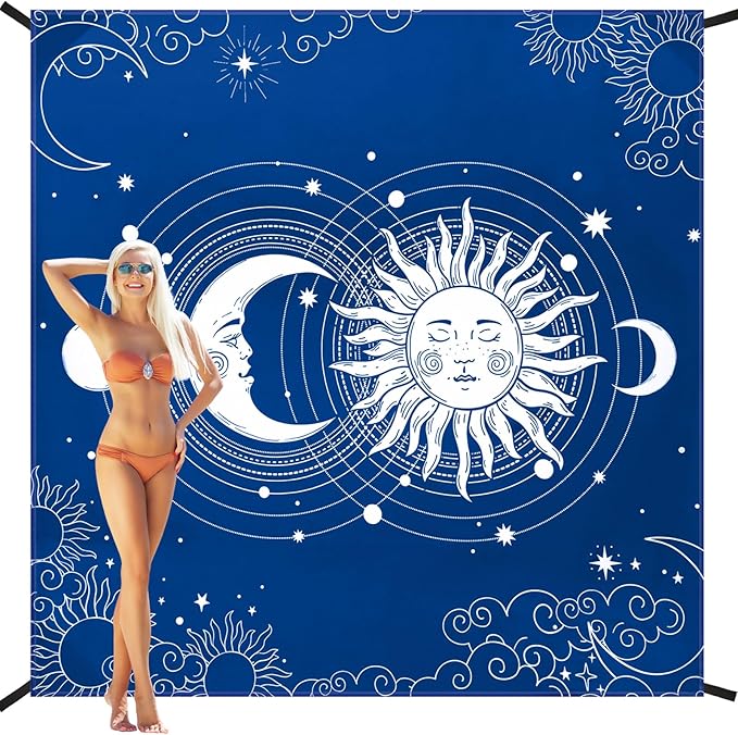 AISPARKY Beach Blanket Waterproof Sandproof Extra Large Beach Mat 79" X 83"/120"x108" for 2-8 Adults Quick Drying Durable Outdoor Picnic Mat for Travel, Camping, Hiking