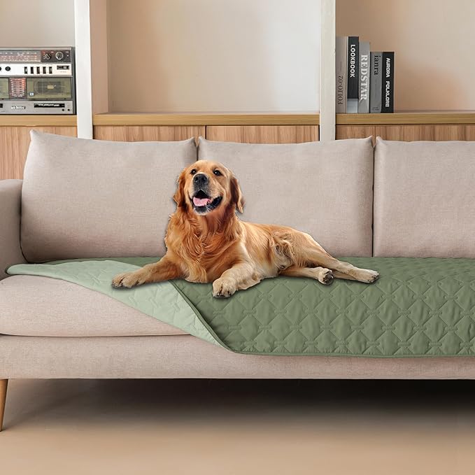 gogobunny 100% Double Sided Waterproof Dog Blanket Soft Pet Bed Cover Reversible Protect Furniture Couch Sofa Car for Puppy Cat Kids (Dark Green/Light Green, 30x80 Inch (Pack of 1))