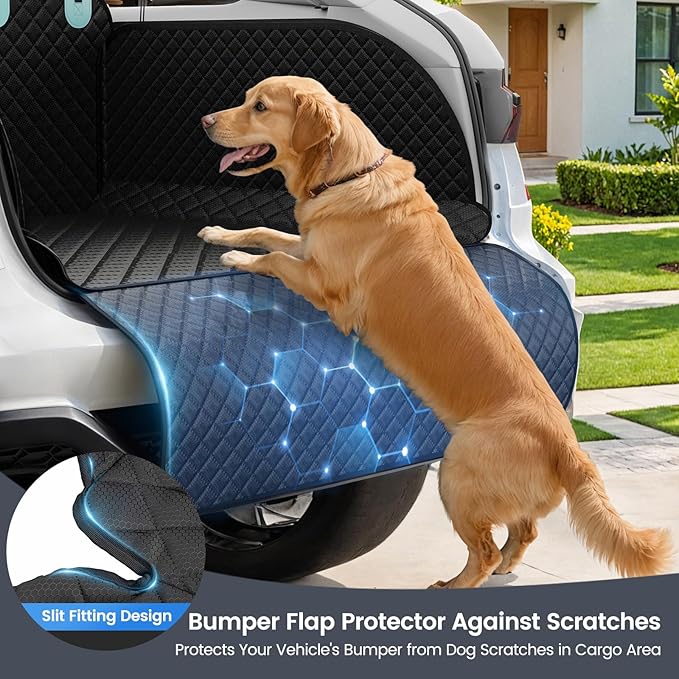 Tapizado SUV Cargo Liner for Dogs with Taller Side Panels, Waterproof Pet Trunk Cover with Anti-Scratch Oxford, Dog Seat Mat for SUV Van with Bumper Flap Protector, Non-Slip, Large Size Universal Fit