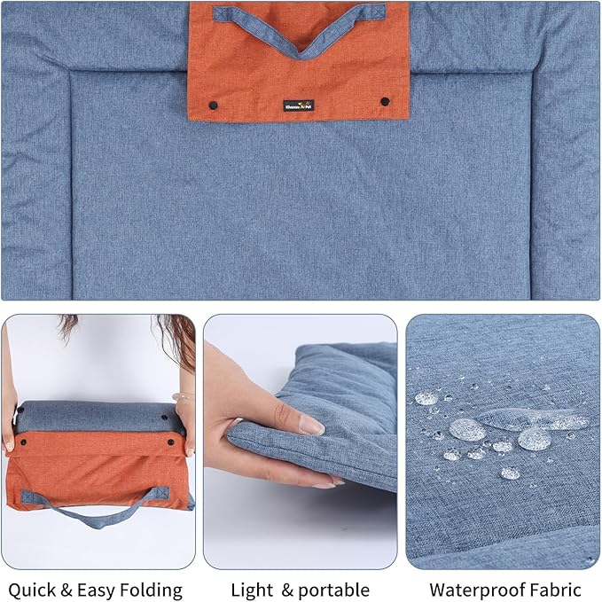 KHONSU PET Dog Travel Mat for Camping Portable Waterproof Lightweight & Outdoor Easy Clean Pad Foldable into Compact Carry Bag (Medium Sized up to 35 lbs)