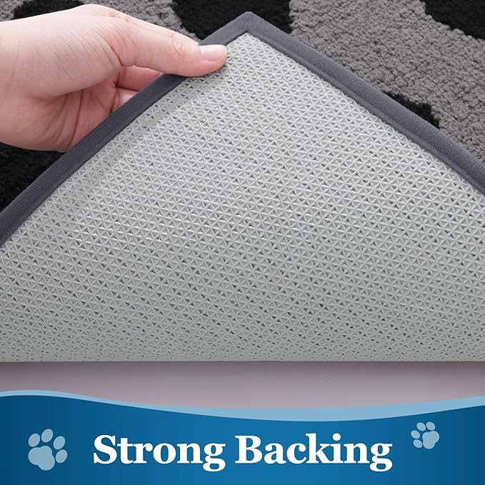 Buganda Dog Door Mat for Muddy Paws, Absorbent Dirt Trapper Washable Indoor Doormats, Non Slip Low-Profile Mud Mat for Dogs, Front Entrance Doormat for Inside Floor (48x30 Inches, Grey)