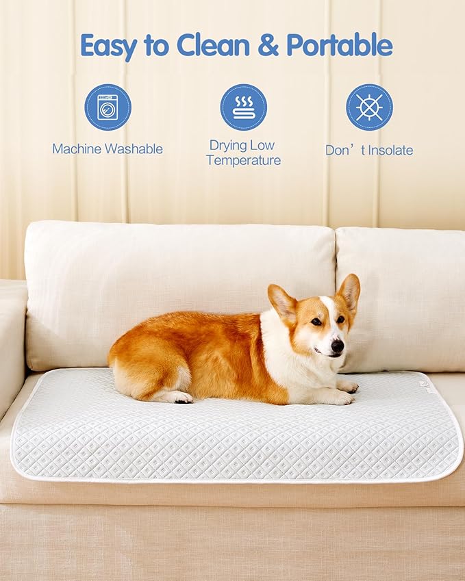 TIMSUNBER Dog Cooling Mat - Instant Cooling Pet Bed for Dogs & Cats, 6-12°F Drop, Non-Toxic & Machine Washable, Anti-Slip Bottom, Cool Mat for Indoor & Travel Use Light Gray 36" x 24"