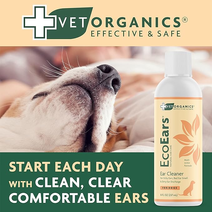 EcoEars Dog Ear Cleaner. Natural Multi-Action Formula. for Bad Discharge & Smell. Naturally Removes Foreign Matter and Cleanses The Most Difficult Ears. 100% Guaranteed